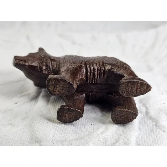 Vtg Carved Wooden Black Forest Toy‎ Mini Bear with Steel Eyes – Germany or Swiss - Picture 12 of 12